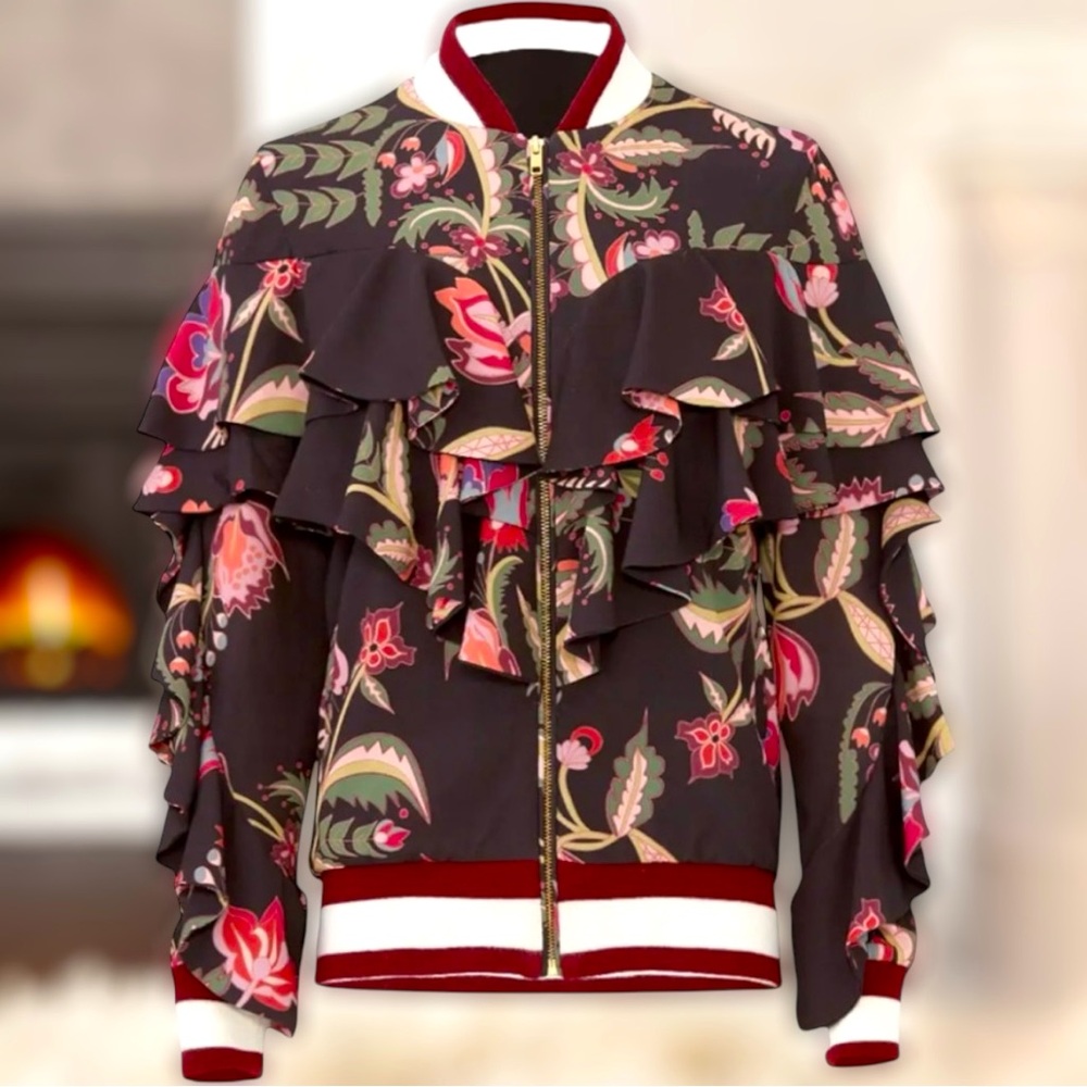 PatBo Patricia Bonaldi Bomber Jacket Fiesta Ruffle Size 8 Very Gently Pre-Loved